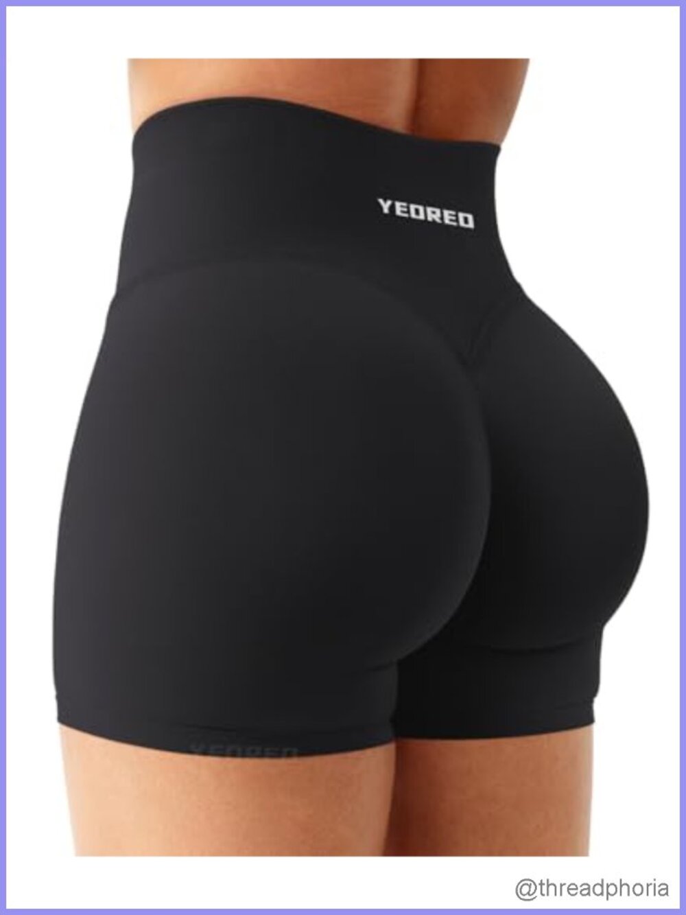YEOREO Seamless Ribbed Biker Shorts High Waist Tummy Control Gym
